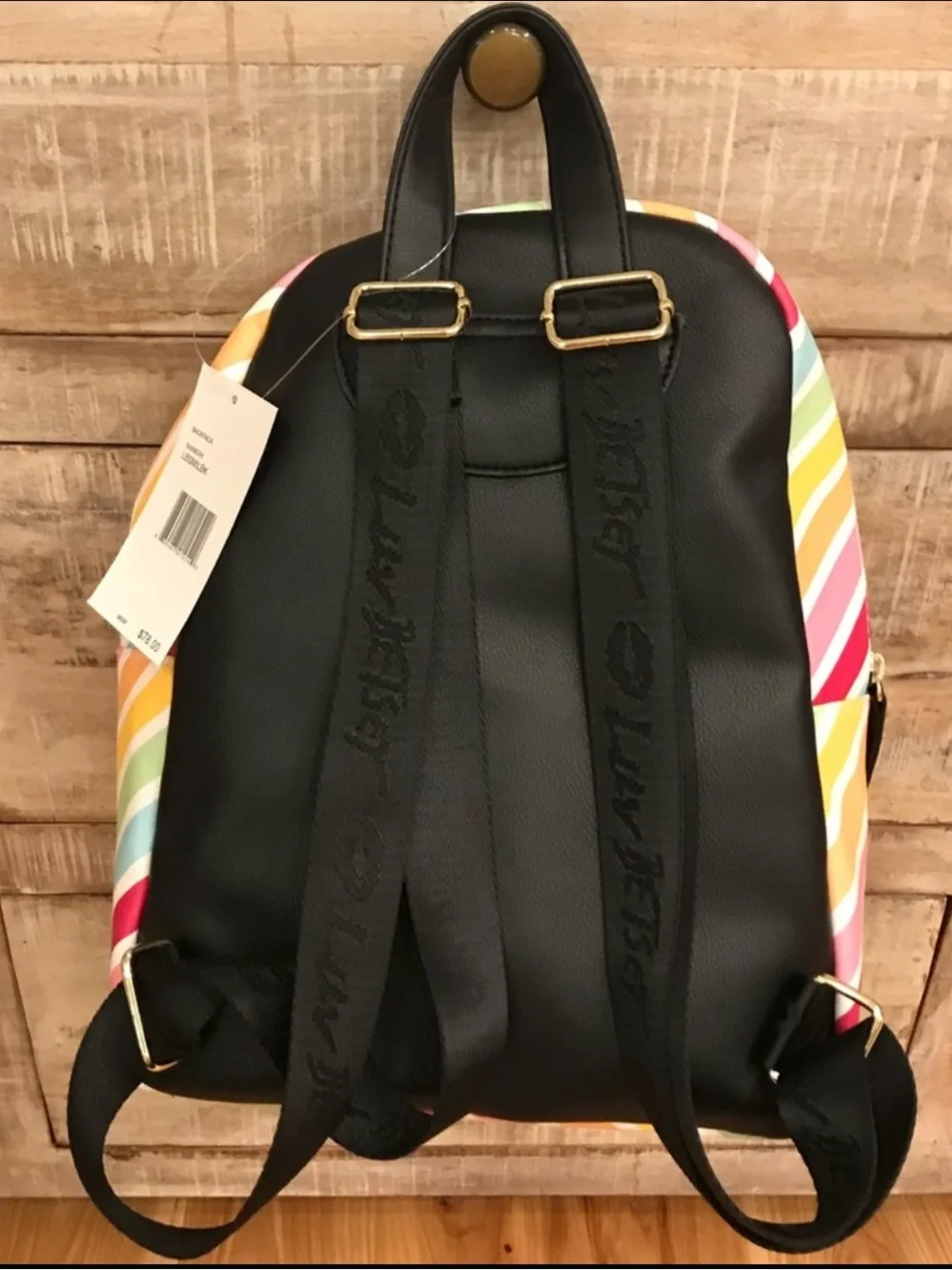 BETSEY JOHNSON Quilted Rainbow Heart Panda Backpack